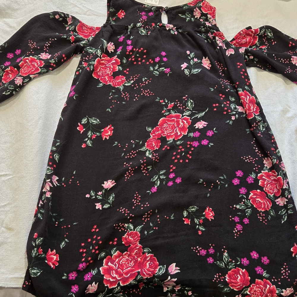 Elegant Black Dress with Vibrant Floral Design